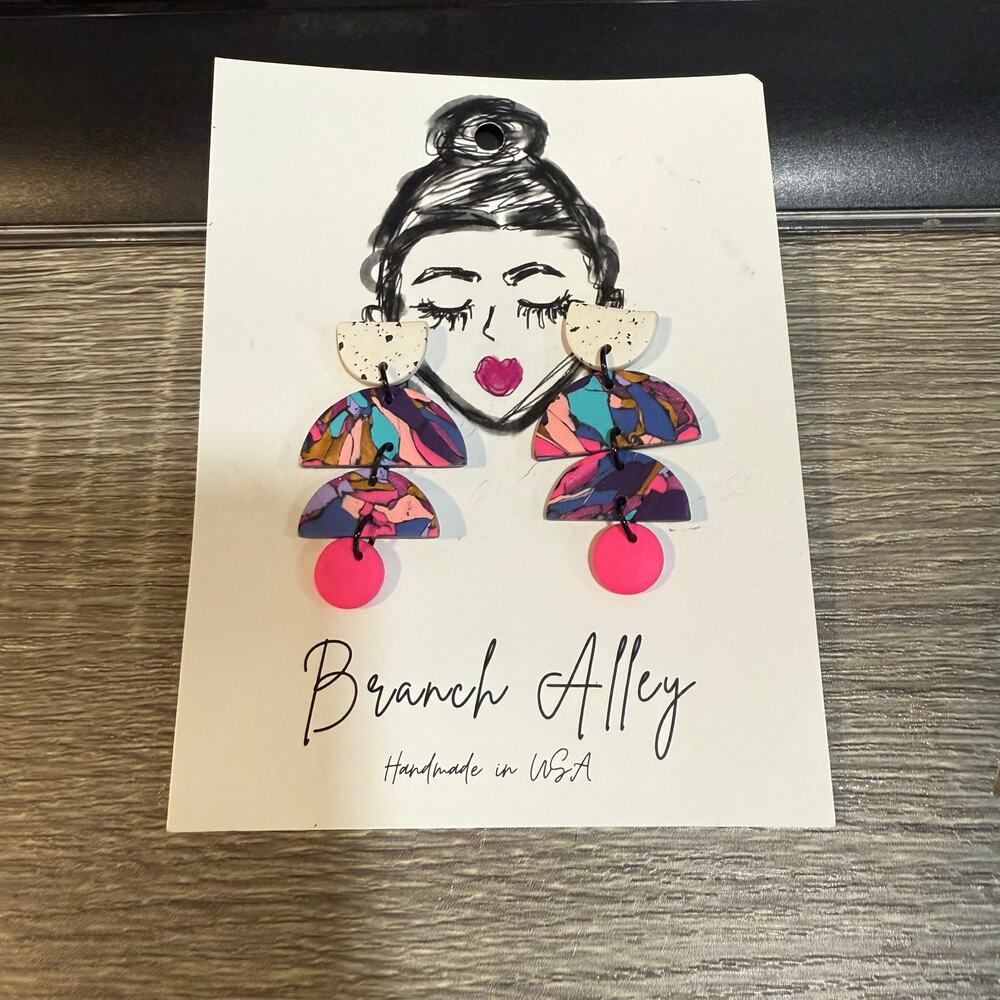 Branch Alley Multicolor Abstract Handmade Dangle Earrings NWT